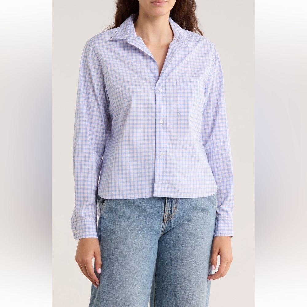 Frank & Eileen‎ Grid Print Untuckable Button-Up Shirt PINK/ BLUE PLAID NEW SZ S
